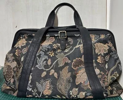 Vintage St Michael Navy Floral Tapestry Carpet Holdall Bag Weekend Travel • £36.99