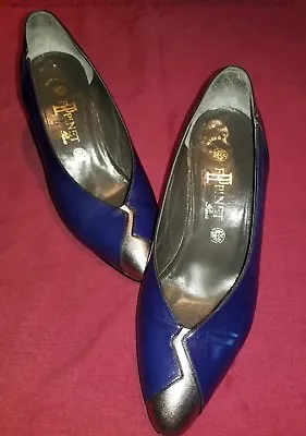 F Pinet Vintage Blue With Silver Accent Pumps.  Rare. Beautiful And Old Shoes. • $30