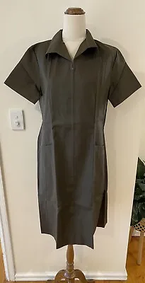 Vintage Healthcare Uniform Nurse Carer Dentist Zip Up Brown Dress Size 16 • $35