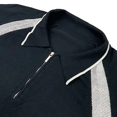 Versace Men’s 1/4 Zip Short Sleeve Polo Sweater Black/White • Medium • $47.50