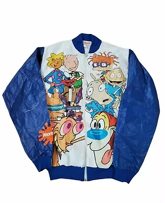 Vintage Nickelodeon Tyvek Jacket Windbreaker Nicktoons Rugrats 90s Thrashed V14 • $23.99