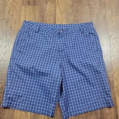 Puma Shorts Mens 38 Blue Plaid Flat Front Check Plaid Cell Golf Chino • $16.75