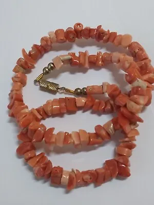 Vintage Mediterranean Coral Puka Shell Style Necklace • $42.95