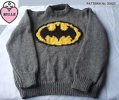 £3.99 • Buy Children's Sweater Knitting Pattern. Kids Love Batman. In 6 Sizes. Boy, Jumper