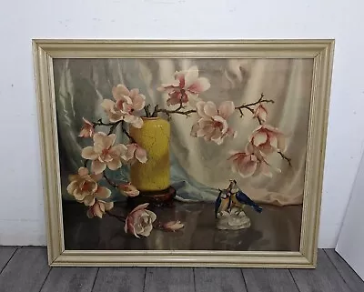 Vintage Morris & Bendien Inc NY Floral Framed Art Print Litho Magnolia Flowers • $355.50