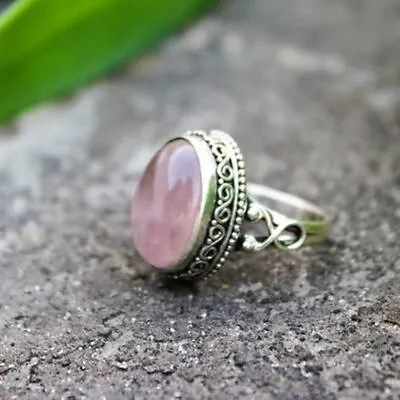 Rose Quartz 925 Sterling Silver Ring Mother's Day Jewelry All Size SP-715 • $13.59