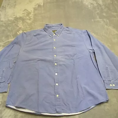 Eddie Bauer Mens Button Down Shirt Blue Sz 3XLT Tall Long Sleeves Chambray • $30.29