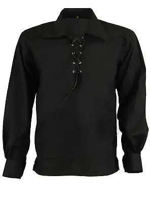 $14.98 • Buy Buy Black Scottish Jacobite Ghillie Kilt Shirt - Jacobean Size (small To 3xl)