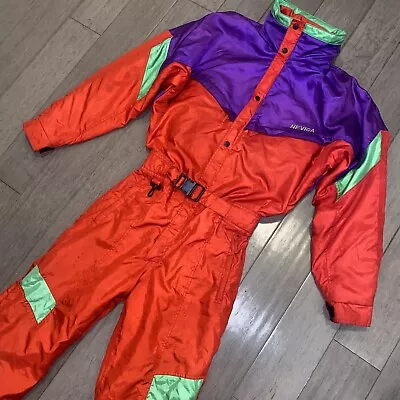 Vtg 80s Ski Suit One Piece Snowsuit NEVICA Snow Bib Onsie Neon 40 Mens MEDIUM • $279.99