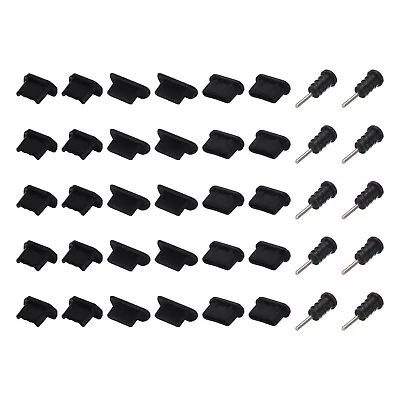 40pcs Phone Port Duct Cover Plugs Caps USB C/Micro USB/3.5mm Audio Jack Black • $8.13