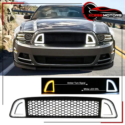 Fits 13-14 Ford Mustang Non-Shelby Front Bumper Upper Grille W/ LED Lights • $70.85