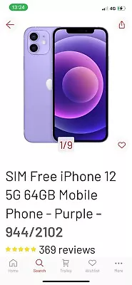 Apple IPhone 12 - 64gb - Purple (Unlocked)-EXCELLENT CONDITION • £10