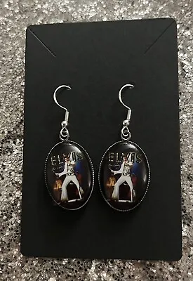 SILVER 925 ELVIS PRESLEY EARRINGS ROCK N ROLL 50s 60s THE KING JEWELLERY GIFT • £9.95