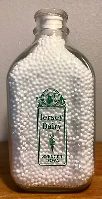 Vintage Jersey Dairy Spencer IA Iowa Rectangular Half Gallon Milk Bottle • $28.75