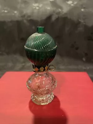 Vintage Dollhouse Miniature Oil Lamp Lantern Clear Glass W/Green Plastic Shade • $10