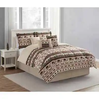 Cabin Bear Lodge Deer Wildlife 7 Piece Bed In A Bag Comforter Sets Choice - NEW • $77.89