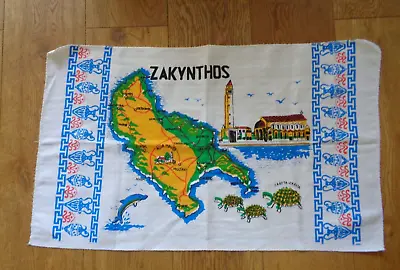 Zakynthos  Cotton Tea Towel Showing Map Of The Island • £3.50