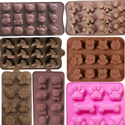 Animals Dog Cat Dinosaur Silicone Mould Chocolate Fondant Jelly Ice Cube Mold • £1.49