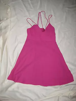 Express Magenta Deep Pink Spaghetti Strap Open Back Flared Dress Size 4 • $5.99