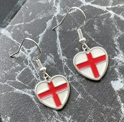 England Flag Heart Earrings Rugby Football St Georges Day Jewellery Saint George • £4.45