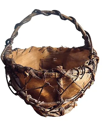 VTG Native American Indian Twisted Tree Vines Birch Bark Basket Large 14.5 X 14” • $175
