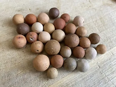 Antique Handmade- Dug- 1800’s Clay Marbles -QTY 30 • $15