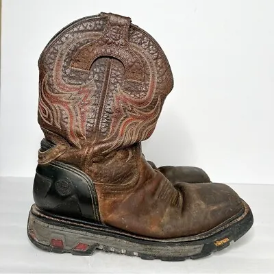 Justin Commander Steel Toe Work Boot Brown Leather Cowboy Western Size 9 Men’s • $70