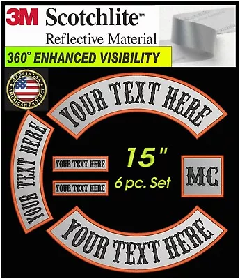15  Reflective 6 Pc Set Custom Embroidered Mc Rocker Patch 3m® Motorcycle Biker • $56.95
