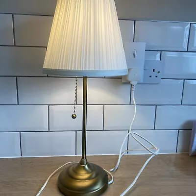 Beautiful IKEA Table Lamp Arstid White Shade Brass Base  Pull Cord Height 55cms • £11