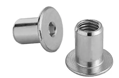 M6x12mm SLEEVE NUTS FLAT HEAD SOCKET CAP NUTS FURNITURE ZINC PLATED • £3.54