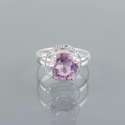 Wedding Gift For Her 925 Silver Natural Morganite Band Ring Size • $23.84