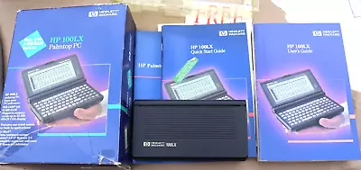 RARE VINTAGE HEWLET-PACKARD MODEL 100LX PALMTOP PC W/ BOX USER & START GUIDES • £238.41