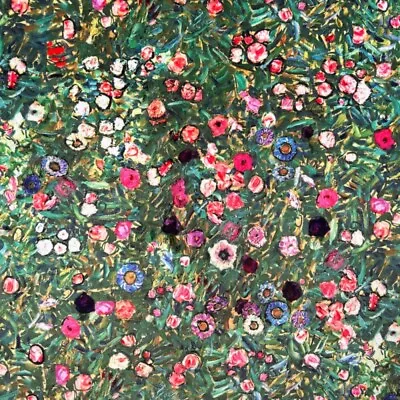 Italian Soft Plush Velvet Digital Print Fabric Klimt's Garden 148cm Wide • £1.95