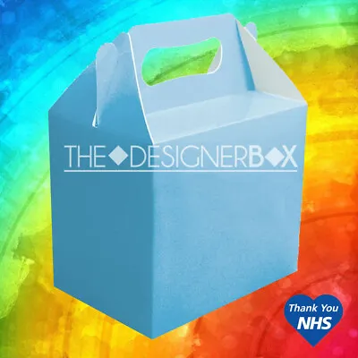 1/6/12 Blue Coloured Card Party Favour Filler Loot Handle Boxes Food Sweets Box • £0.99