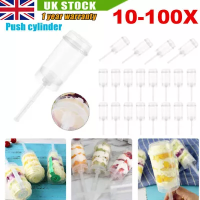 10-100X Cake Dessert Push Up Pop Containers Shooter Pop Party Wedding Push Cake • £5.99