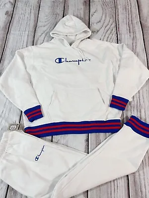 Champion Man 2p Set Reverse Weave Hoodie & Jogger  White Color Size XLarge (A5) • $151.20