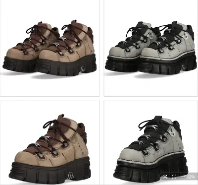 Men/Women Fashion New Rock Metallic Boots Platform Boots Grey/Brown UK3-UK10 • £63.47