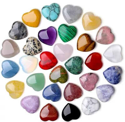 Healing Crystals Heart Stones Polished Gemstones Love Palm Pocket Stones  • $25.90