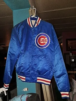 Chicago Cubs Throwback Satin Starter Jacket  Rare  Size Large Made USA • $79.99