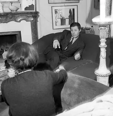 Marcello Mastroianni Sitting On A Sofa During An Interview At Home- Old Photo • $9
