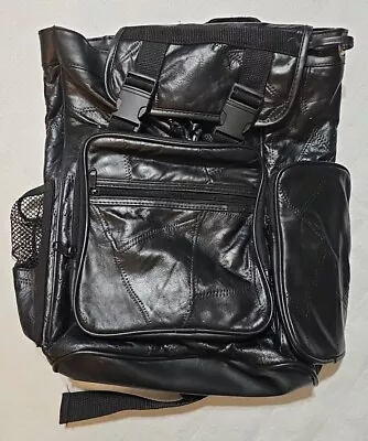Diamond Plate Buffalo Leather Biker Backpack • $27.99