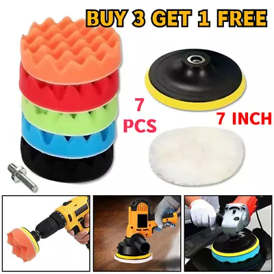 7Pcs 7 Inch Polishing Pads Sponge Waxing Foam Buffing Kit Car Polisher For Drill • $13.99