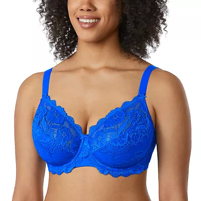 DELIMIRA Women's Plus Size Bras Full Coverage Lace Underwire Unlined Bra • $23.75