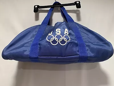 Vintage Olympic Team USA Blue Gym Bag Tote Duffle Carry-on With Shoulder Strap • £10.60