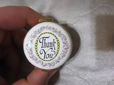 $27.95 • Buy Crummles & Co Enamels “Thank You” Pink Ribbon Laurel Wreath Box England NR