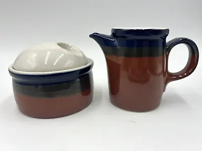 Mikasa Fire Song Potters Art Cream & Lidded Sugar Ben Seibel Design Vintage • $17.99