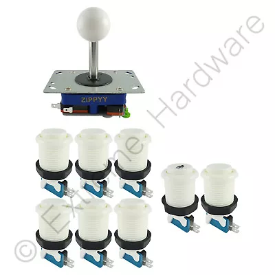 £15.99 • Buy 1 Player Arcade Control Kit 1 Ball Top Joystick 8 Buttons White JAMMA MAME Pi