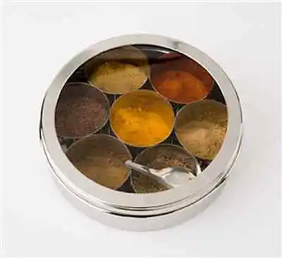  Indian Spice Tin Box Masala Dabba  Spices Box Storage  Spoon (2.99 Spoon Only) • $3.78