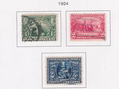 $60 • Buy (F151-2) 1904 USA Set Of 3stamps James Town Expedition 1c, 2c &5c (B) 