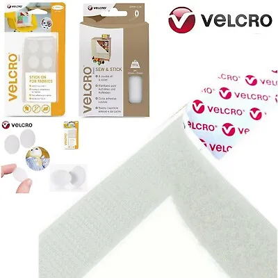 VELCRO® GENUINE SELF ADHESIVE STICKY TAPE STRIPS 20mmx20mm OVAL DISCS DOTS 24mm • £2.90